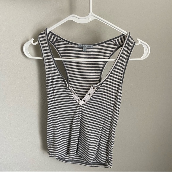 Charlotte Russe Size S White/Grey Striped Crop Top - Picture 1 of 3